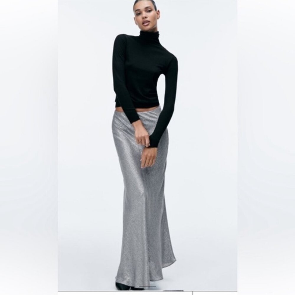 Zara ZW Collection Shimmery Long Skirt